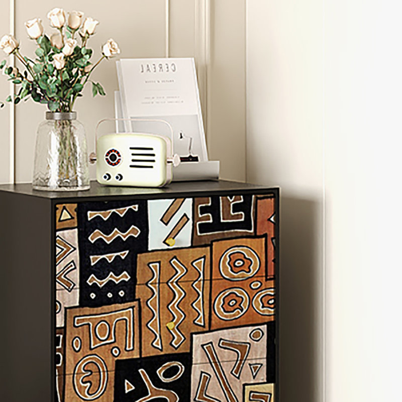 Commode avec commode 19,7 po, Noir / multicolore