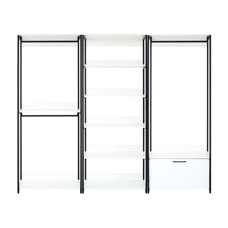 White Freestanding Wood Closet - Metal Frame, Extra Deep Drawers, & , Heat Water Stain Scratch E0 With Frame Structure Storage Space, Resistance, , Board