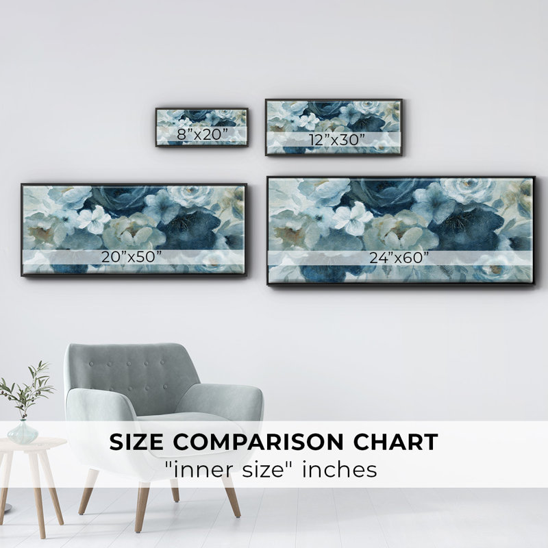 Blue on Blue- Framed Canvas, 8" H x 20" W