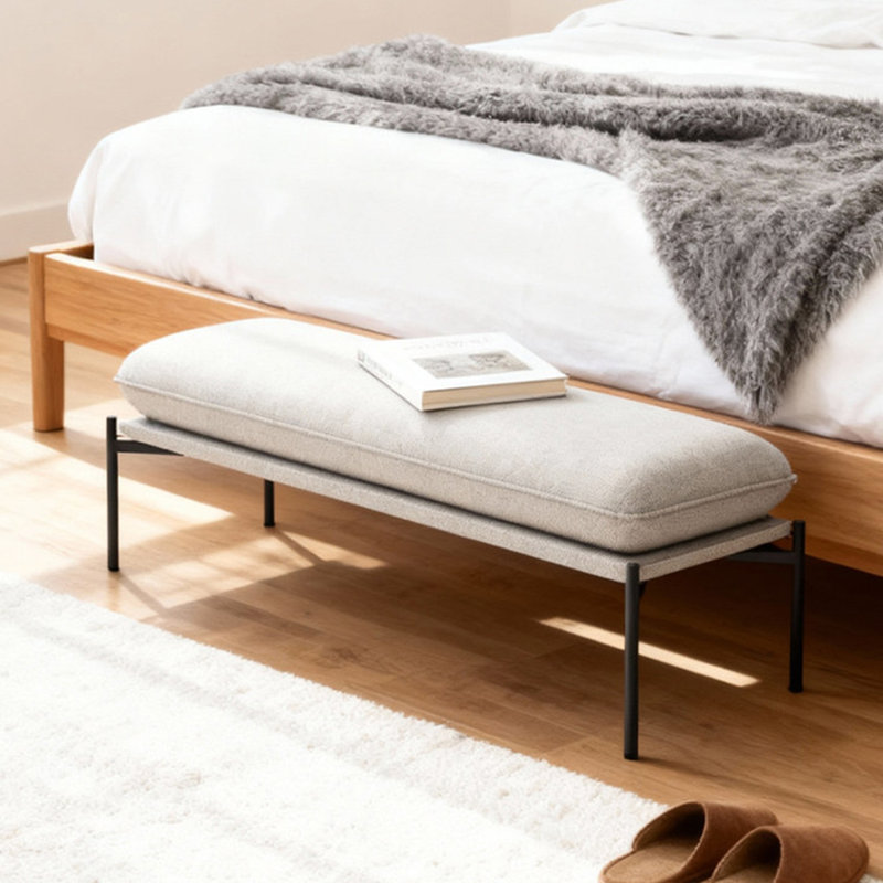 Banc rembourré blanc, H 17,72 po x l 62,99 po, Blanc