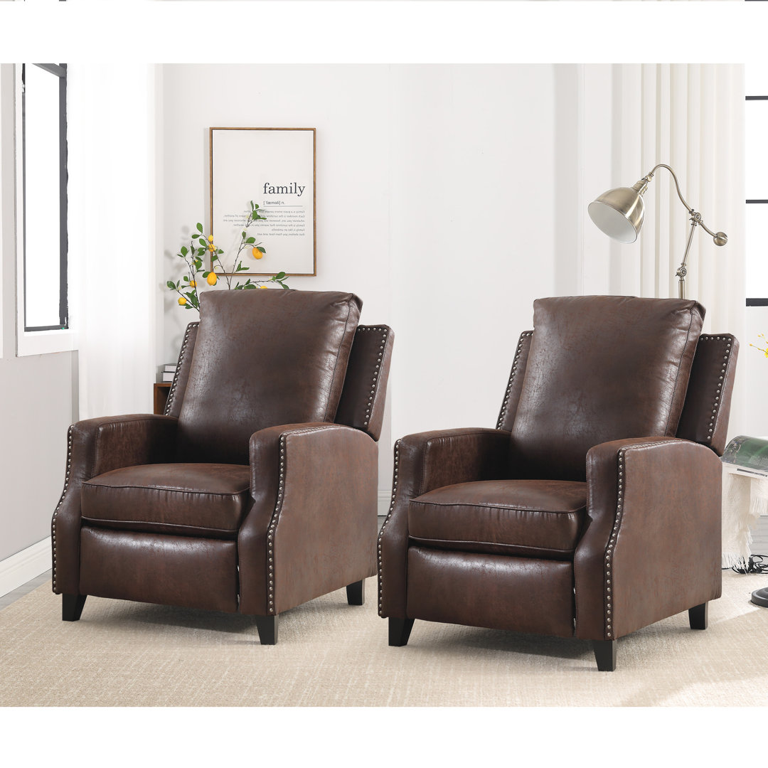 31.1'' Wide Classic and Overstuffed Soft Push Back Recliner with Nailhead Trims (Set Of 2) Red Barrel Studio® Upholstery 