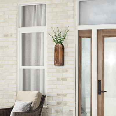Ensemble de 2 pots à fleurs en bois, vase suspendu Boho pour plantes d'intérieur et fleurs, pots à fleurs muraux en bois naturel (brun)
