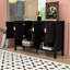 Buffet de rangement à 4 portes, tablettes réglables, tablette ouverte et crochets à double face-1873302021