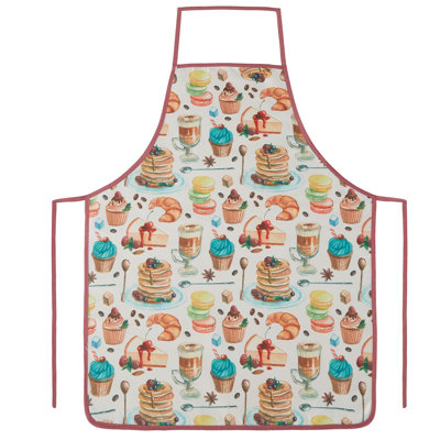 Motif de caches de cuisine rétro, tissu imprimé en polyester, biscuits, tablier de cuisine standard