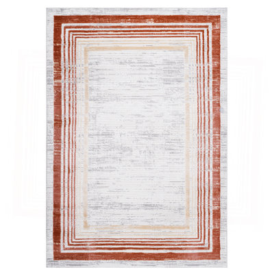 Brown / Ivory / Bordered Area Rug