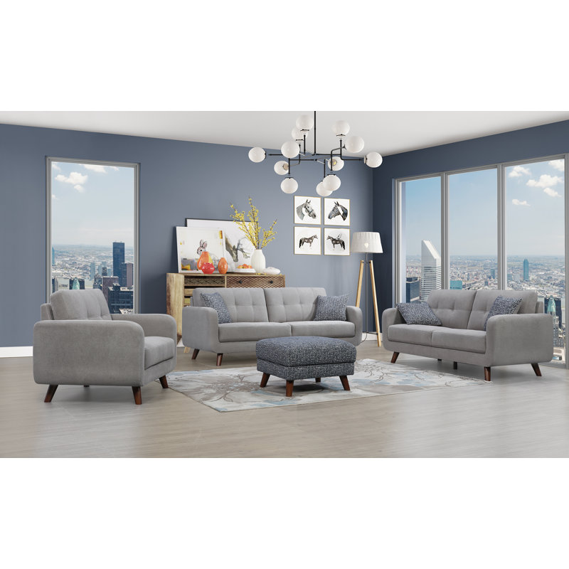 Canapé à accoudoirs carrés 85 po, Polyester gris ciment