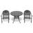 3-Piece Set Of Cast Aluminum Patio Furniture With Blue Cushions-1544431551