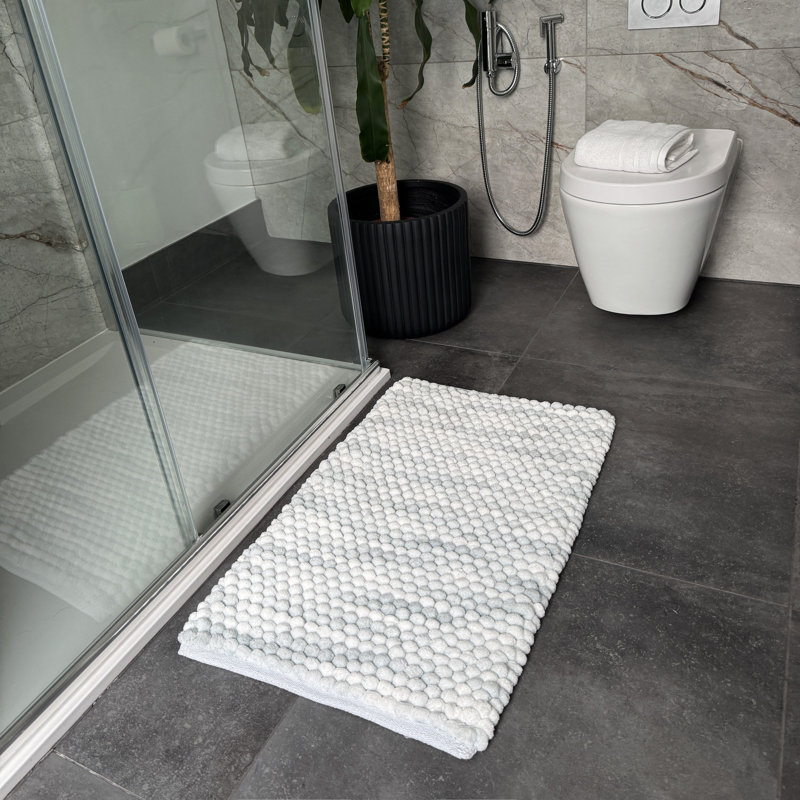 Rozelia Cotton Blend Non-Slip Bath Mat, Grey