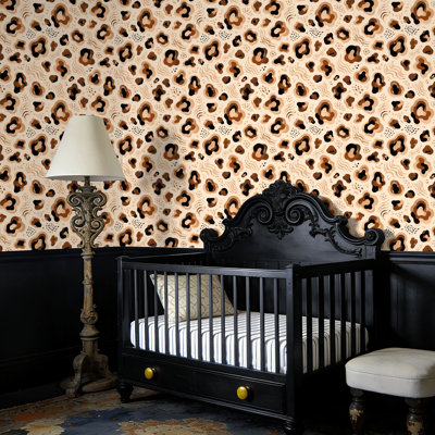 Leopard Print Peel and Stick Wallpaper Abstract Leopard Print Flowing Swirls Brown Black Beige Tones Wall Mural 23.6"W x 118"H Self Adhesive Removable Wall Paper Renter Friendly Wallpaper for Nursery Bedroom Cabinets