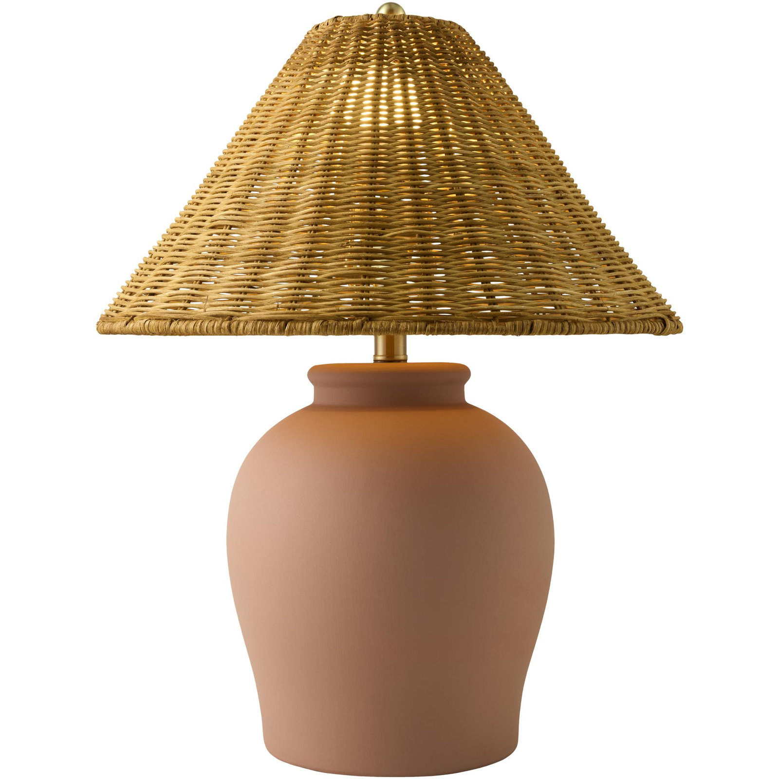 Chemise 22" Ceramic Table Lamp, Rattan, Terracotta