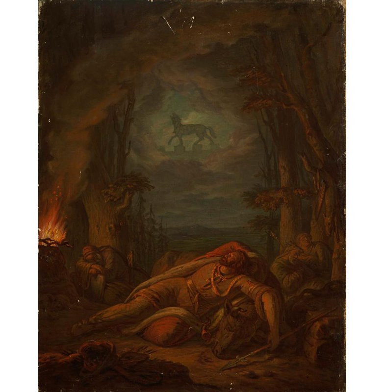 «Dream of Gediminas About the Iron Wolf» par Aleksander Lesser - Art mural sur toile tendue avec châssis, H 24 po x l 17 po