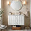 Meuble-lavabo flottant moderne de 30 po avec lavabo intégré en céramique et armoire à 2 tiroirs en bois massif (noir / blanc)-129682907