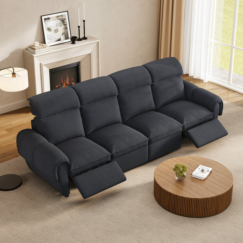 Canapé modulaire inclinable électrique, canapé inclinable 4 places avec ports USB et Type-C, Gris foncé