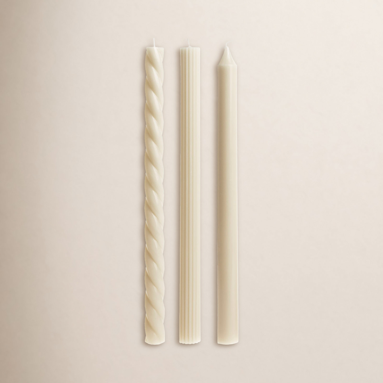 Beautifully Done Unscented Taper Candle Set, Ivory