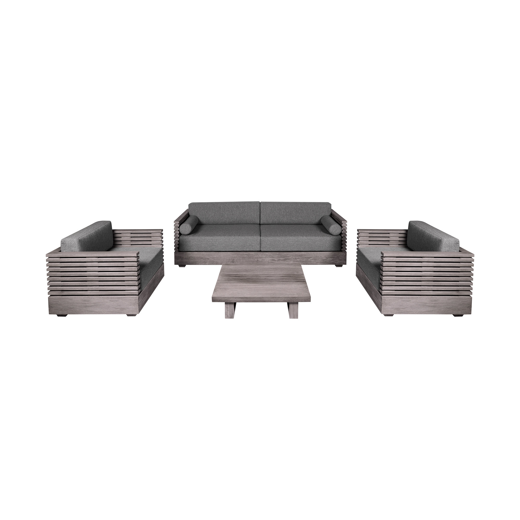 Aerilyn Eucalyptus 5 - Person Patio Conversation Set with Cushions, Grey Performance, Gray