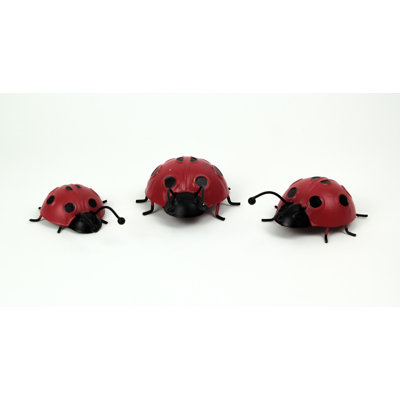 Ensemble de 3 sculptures d'art de coccinelle