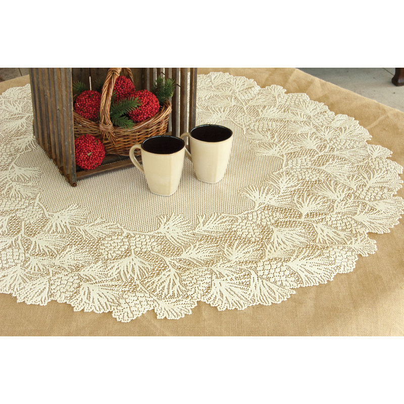 Champlain Floral Round Table Topper, Ecru
