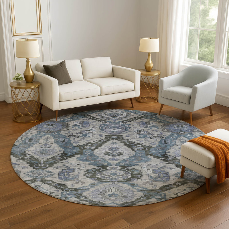 Premium Machine Washable Mayfield Panels Rug, Round 8'