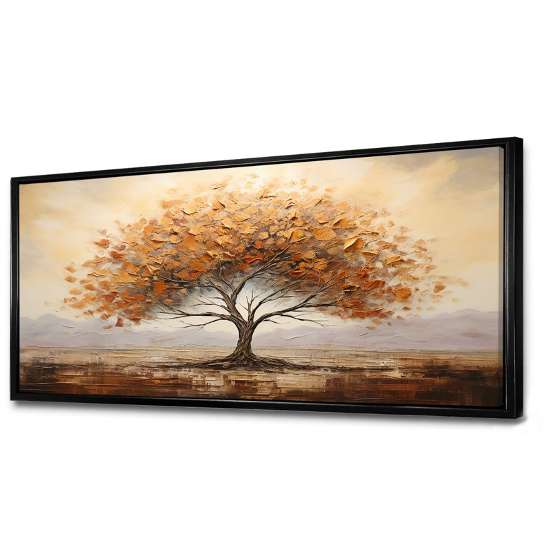 Arbre sauvage, art africain sur toile, Cadre flottant noir, H 28 po x l 60 po x P 1,5 po