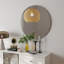 Miroir de salle de bain 70 cm, miroir rond, panneau blanc mat