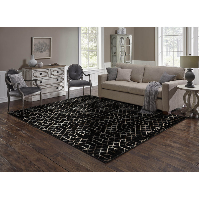 Tapis noir / beige L'Baiet Aria, Rectangle 8 pi x 10 pi