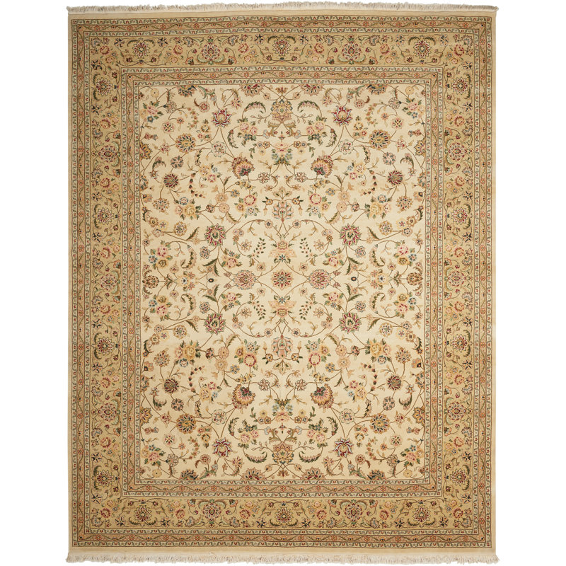 Tapis beige fait à la main Bilbrey, Rectangle 7 pi 9 po x 9 pi 9 po