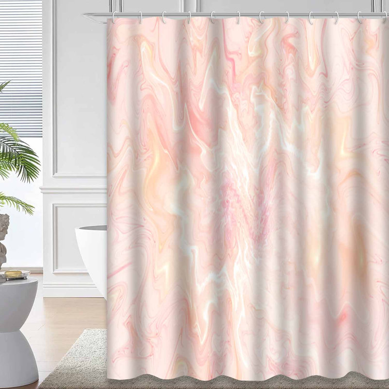 Rideau de douche rose imperméable, rideaux de douche pour la salle de bain avec 12 crochets, 72" L x 78" W