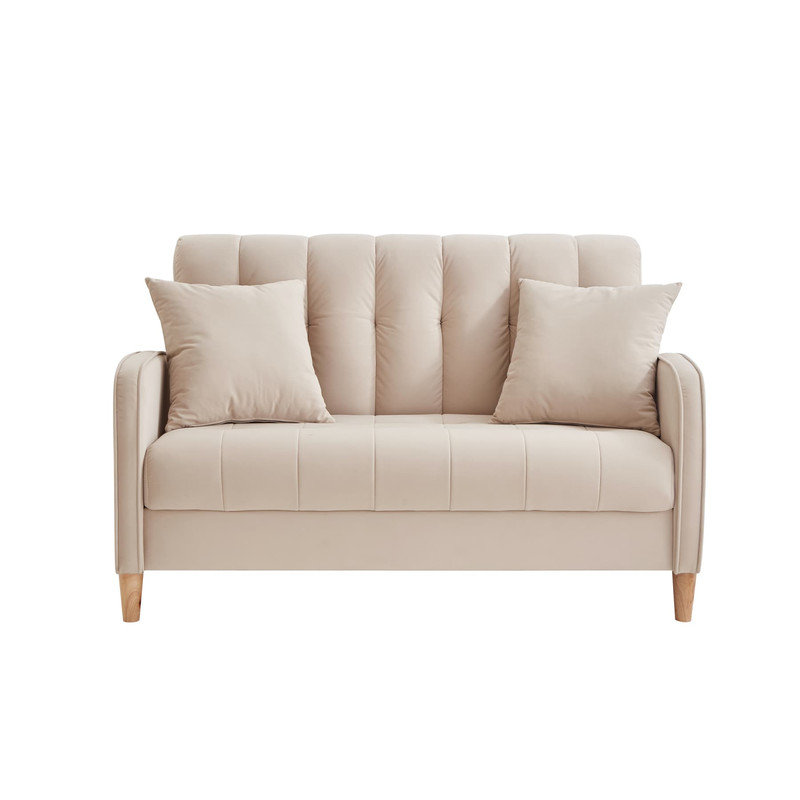 Canapé rembourré en velours lisse, Beige
