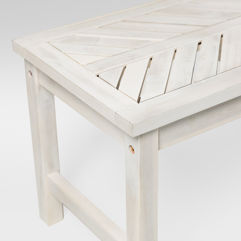 Harbison Acacia Wood Picnic Patio Bench, White Wash