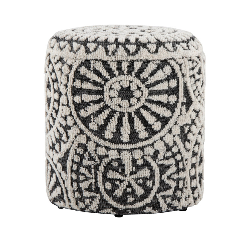 Rangement en laine noire et tissée à la main de 18 po, style noué, couvercle amovible, utilisation intérieure, limite de poids de 250 lb