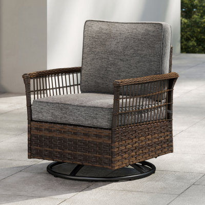 Chaise berçante d'extérieur pivotante avec coussins