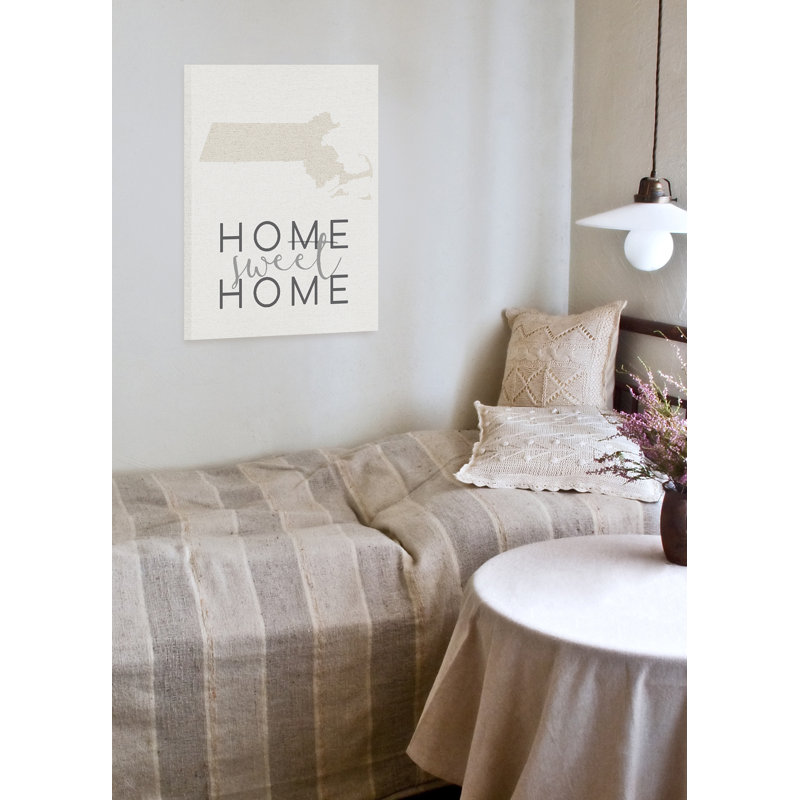 "home sweet home massachusetts" , reproduction d’art textuel, H 20 po x l 16 po, Toile tendue