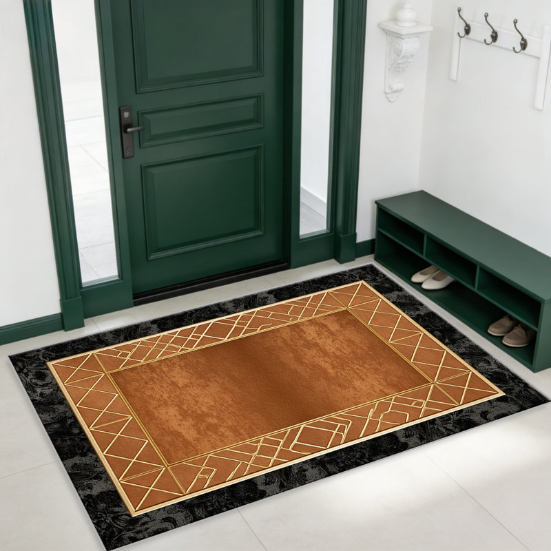 Rust Art Deco carpet-easy to clean, machine-washable, soft and comfortable; suitable for door mats, kitchens, living rooms, bedrooms, corridors, and laundry areas. Easy to clean, durable carpet for home decoration.