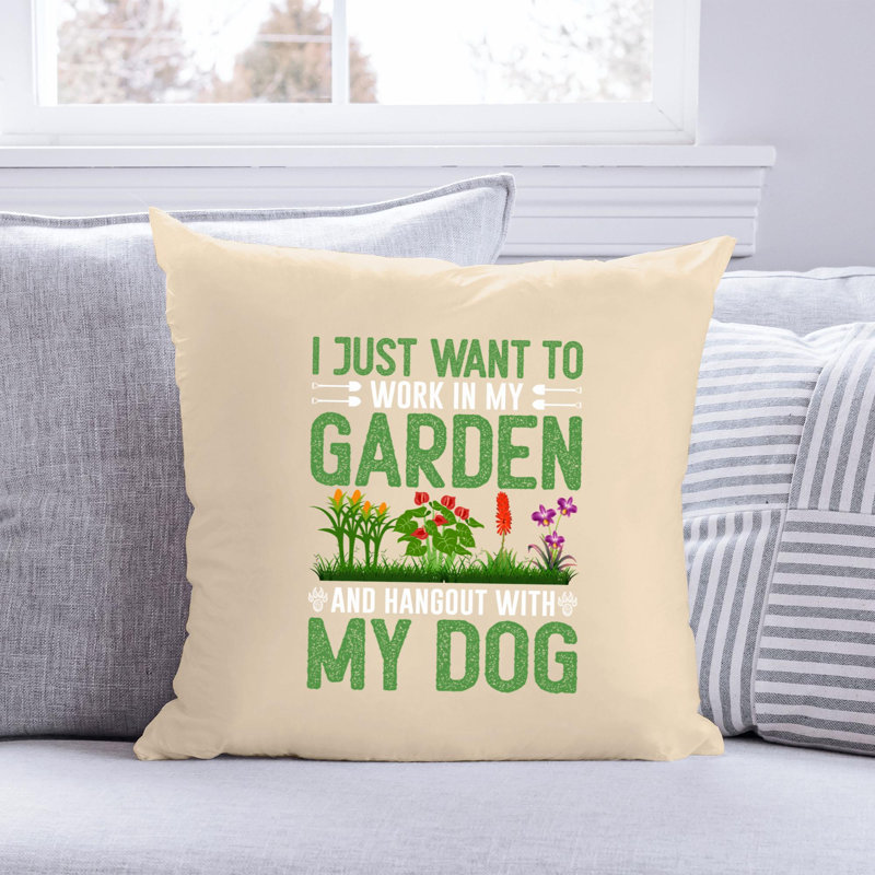 Citation amusante «Garden Lover» 842 - Coussin décoratif inclus, H 20 po x l 20 po