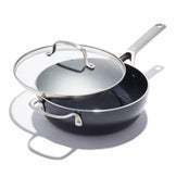 Black and Silver 3qt Aluminum Nonstick Chef's Pan with Lid