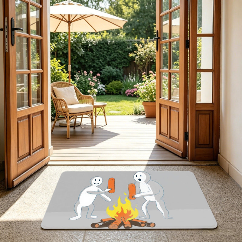 Indoor Outdoor Campfire Sausage Entry Mat, 24"x 36", Gray & Orange