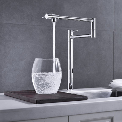 Robinet de remplissage de baignoire extensible avec bras pivotant pour un accès facile à la cuisinière et un fonctionnement sans égouttement, résistant à la corrosion et résistant aux empreintes digitales