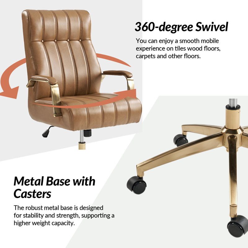 Ensemble de fauteuils de bureau 2 pièces avec siège de direction capitonné en cuir et bureau de gestion des câbles intégré