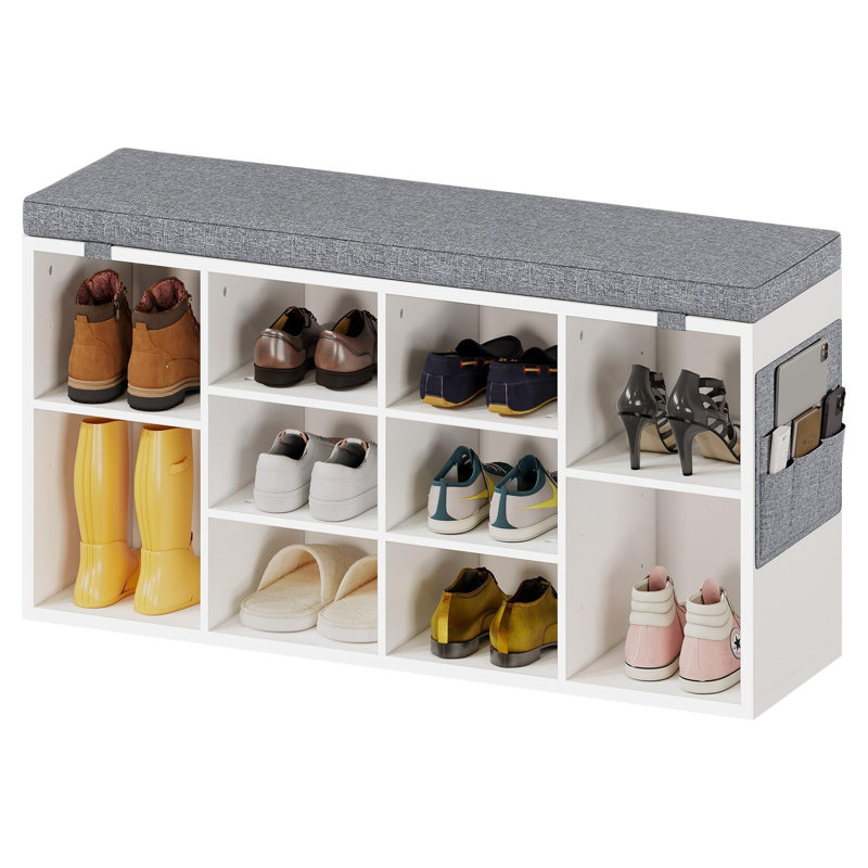 Cahari Linen Upholstered Storage Bench, White
