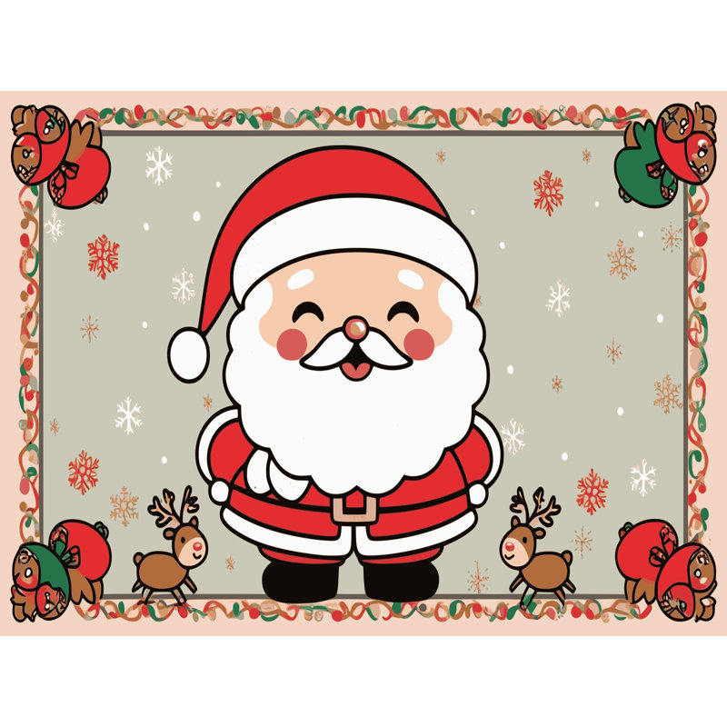 Tapis de vacances d'hiver de Noël lavable The Holiday Aisle®, Rectangle 7 pi x 9 pi