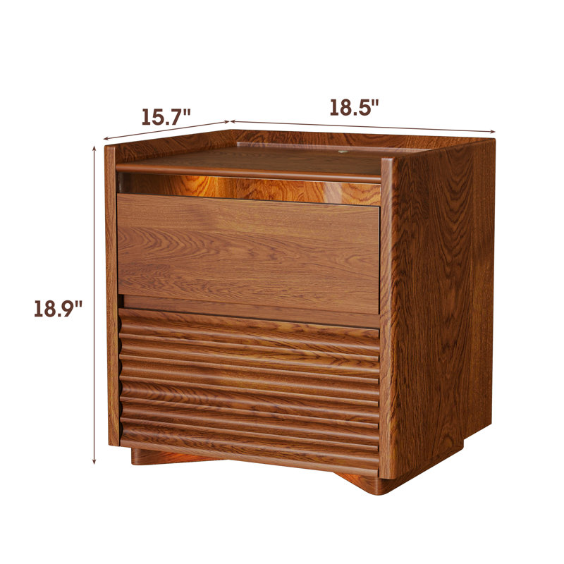 Table de chevet avec éclairage et 2 tiroirs pour la chambre à coucher, Individuel