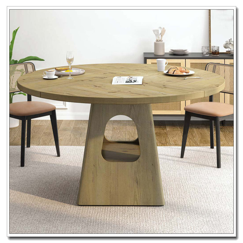Table de salle à manger ronde pour table ronde de 4-6,47 pouces avec plateau en bois et base de rangement, table de salle à manger de ferme, table de cuisine en bois pour la salle à manger, cuisine, salon