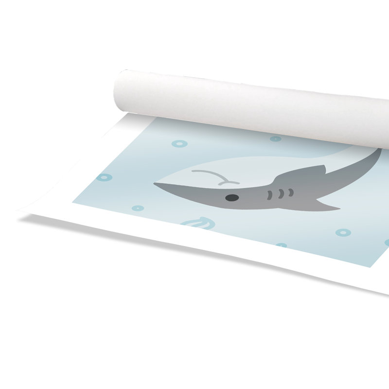 «Happy Shark», impression sur papier, H 10 po x l 10 po x P 1 po, Papier