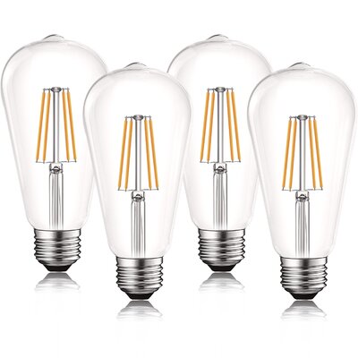 8 Watt (75 Watt Equivalent), ST19 LED, Dimmable Light Bulb, E26/Medium (Standard) Base -  Luxrite, LR21650-4PK