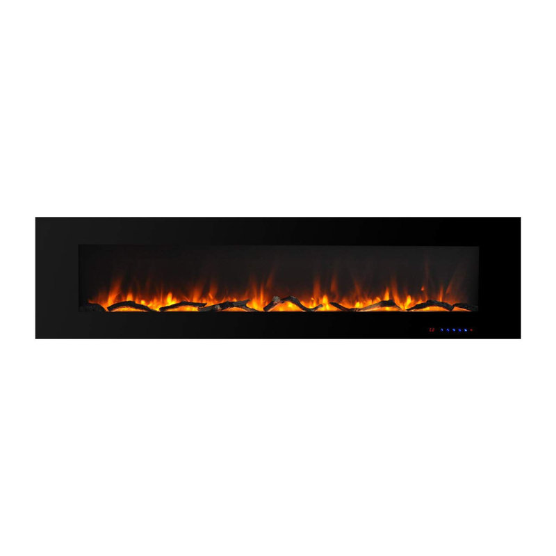Nishant Wall Mounted Electric Fireplace, Black, 18.35" H x 84" W x 5.5" D