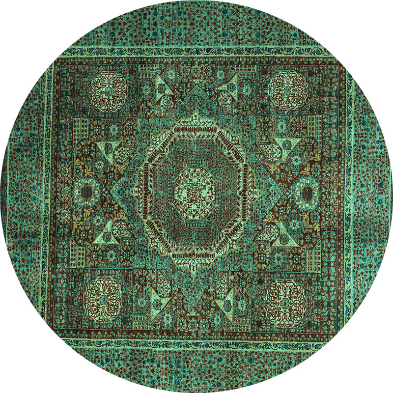 Washable Oriental Indoor Rug, Round 7'