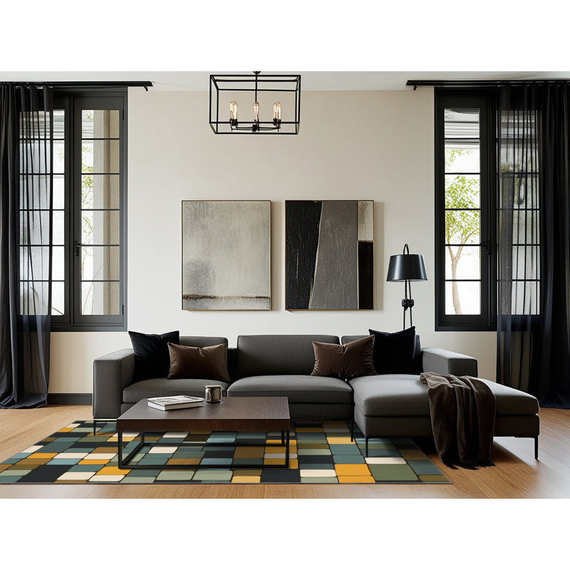 Angular Grids Rug, Rectangle 4' x 6'