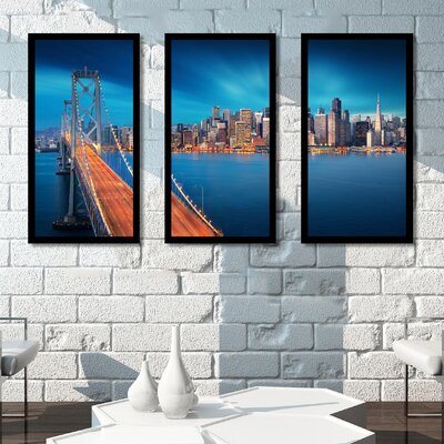 San Francisco at Sunrise with Bay Bridge - 3 Piece Picture Frame Photograph Print Set on Acrylic -  Picture Perfect International, 704-4472-1224