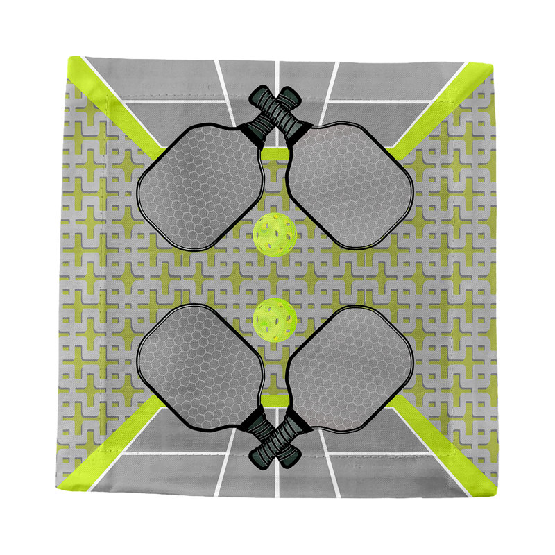 Pickelball Anyone Cotton Sateen Cocktail Napkins, Silver Lime