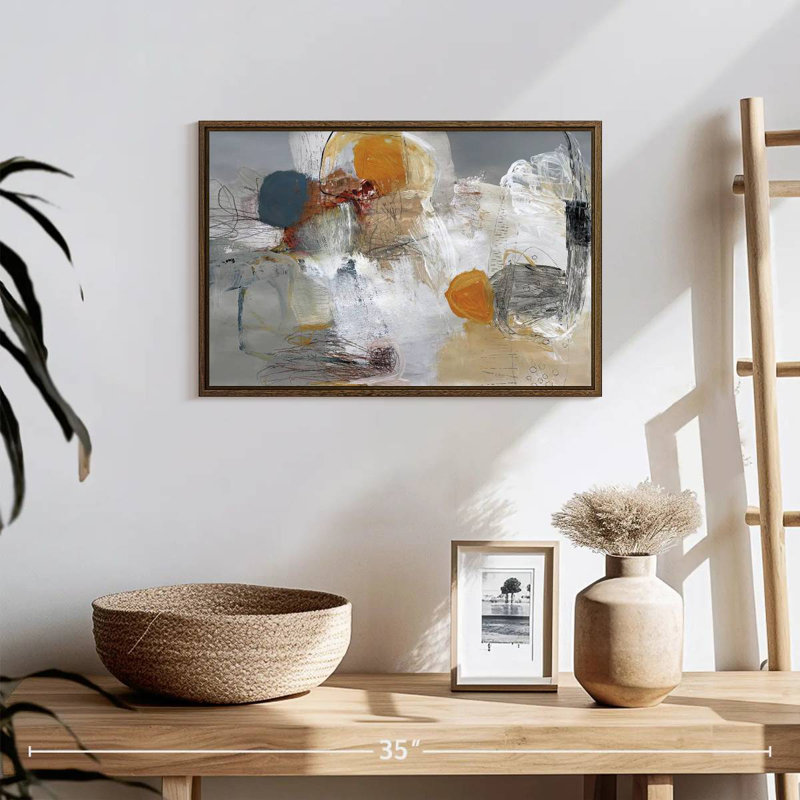Décollage, 19 po x 13 po, Cadre flottant noyer